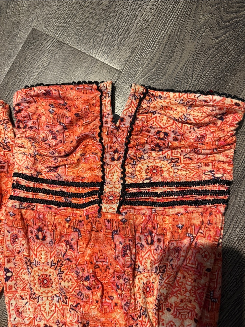 Vintage Guess Strapless Boho Maxi Dress in Coral Print - Picture 5 of 9